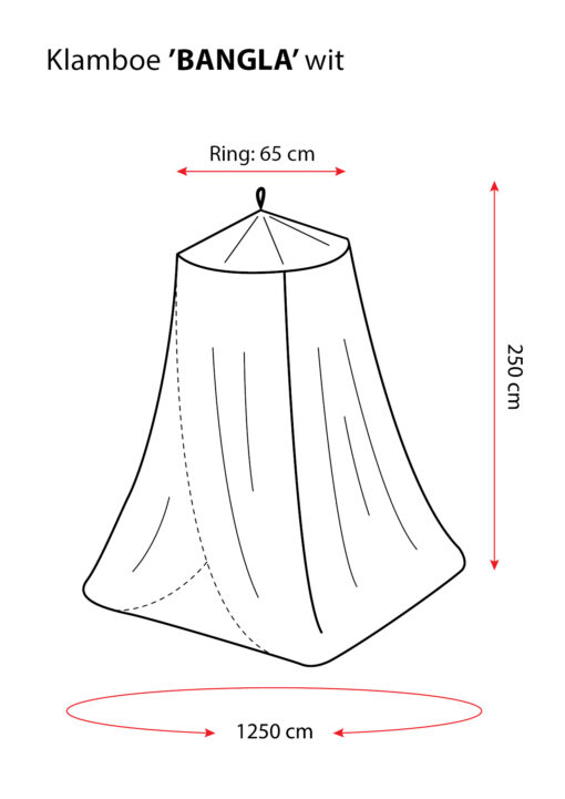 Deconet klamboe - Bangla - Topring 65cm /1250cm omtrek WIT - 1-2 pers - Afbeelding 2