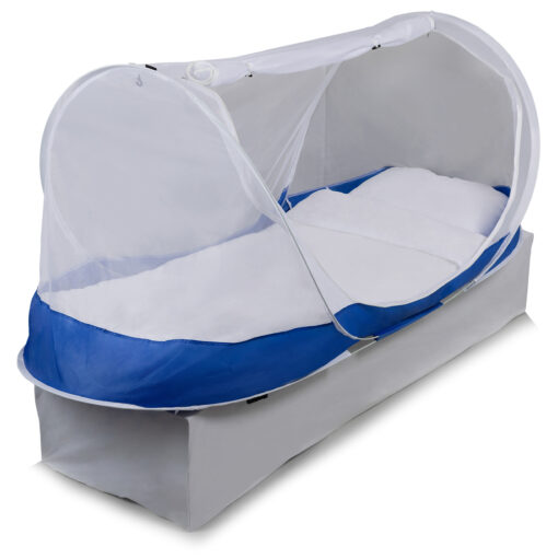 Travelnet Pop-up klamboetent PURE, L210x B80x H85cm, 1 persoon, Blauw/ Wit - Image 2