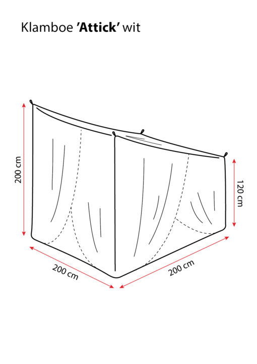 Deconet klamboe Attick- WIT- L210cmx B200cm x H115cm én H200cm 2 pers - Afbeelding 2