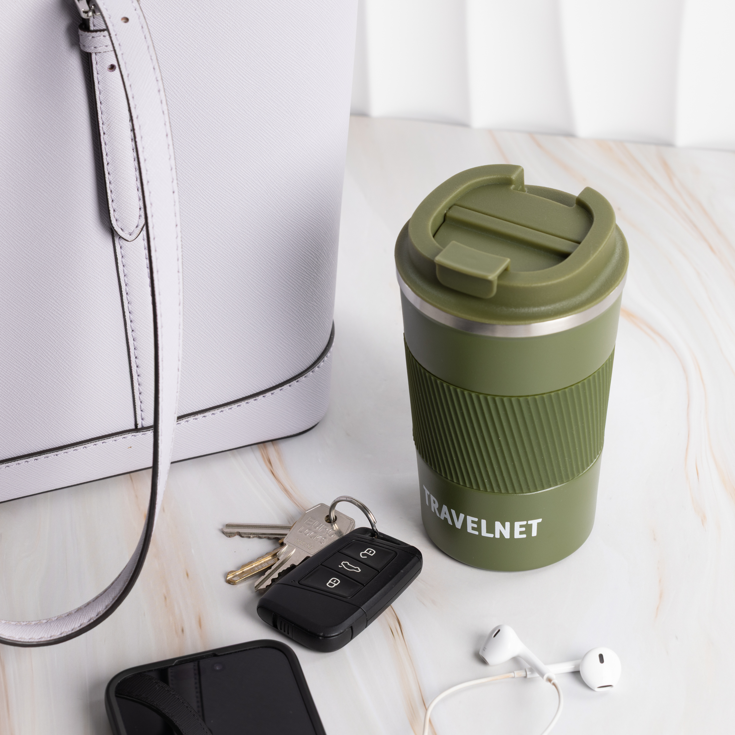 Travelnet thermosbeker – koffiebeker voor onderweg – reisbeker voor koffie en thee – 380 ml – roestvrij staal - Afbeelding 3