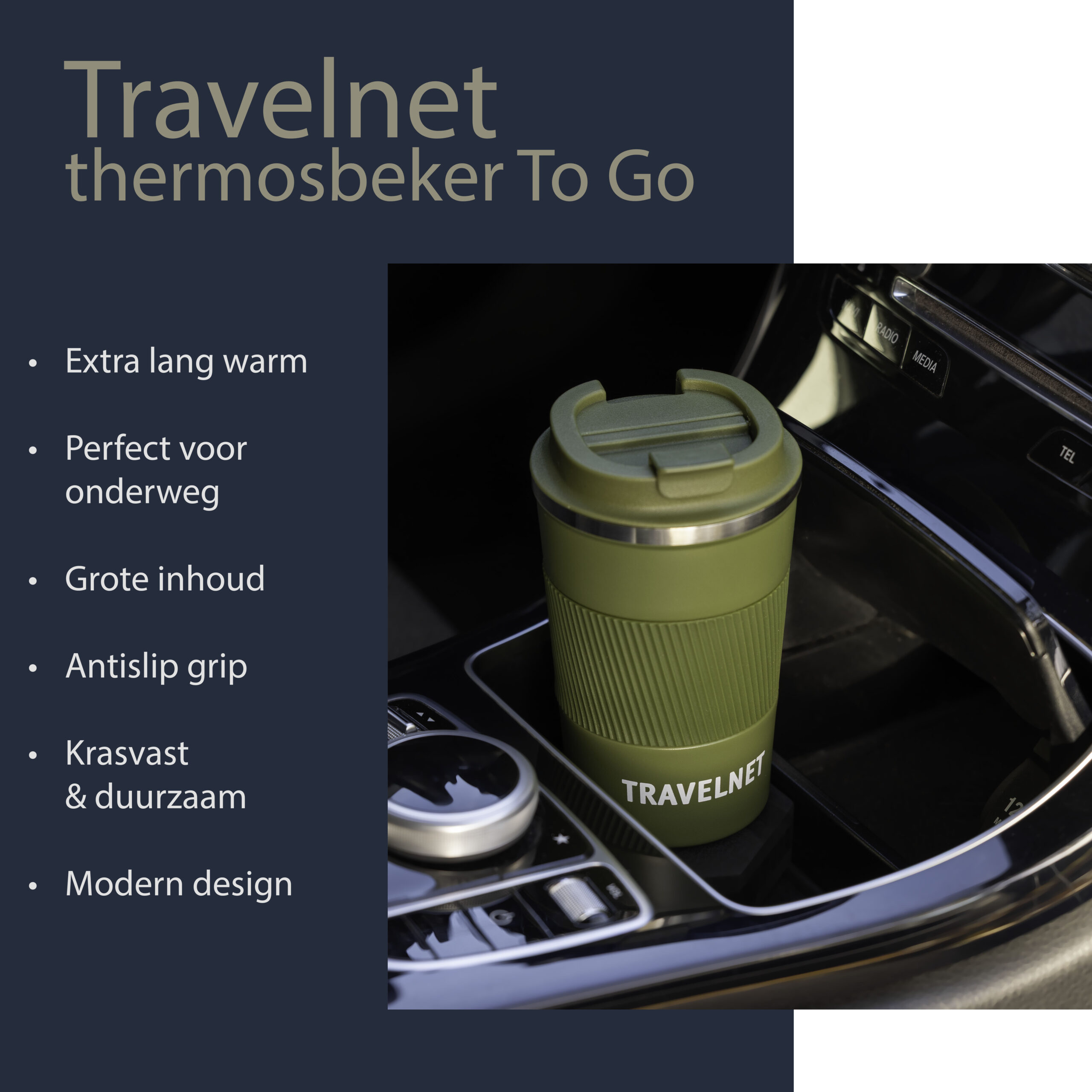 Travelnet thermosbeker – koffiebeker voor onderweg – reisbeker voor koffie en thee – 380 ml – roestvrij staal – Image 5