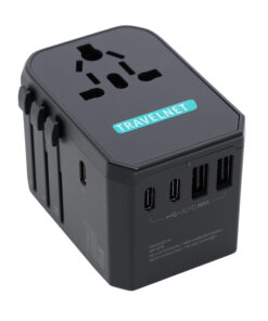 Travelnet Wereldstekker met USB-C (PD) 70W – Universele Reisstekker – 3x USB-C & 2x USB-A – Snellader