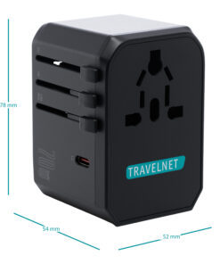 Alternatief beeld van Travelnet Wereldstekker met USB-C (PD) 70W – Universele Reisstekker – 3x USB-C & 2x USB-A – Snellader