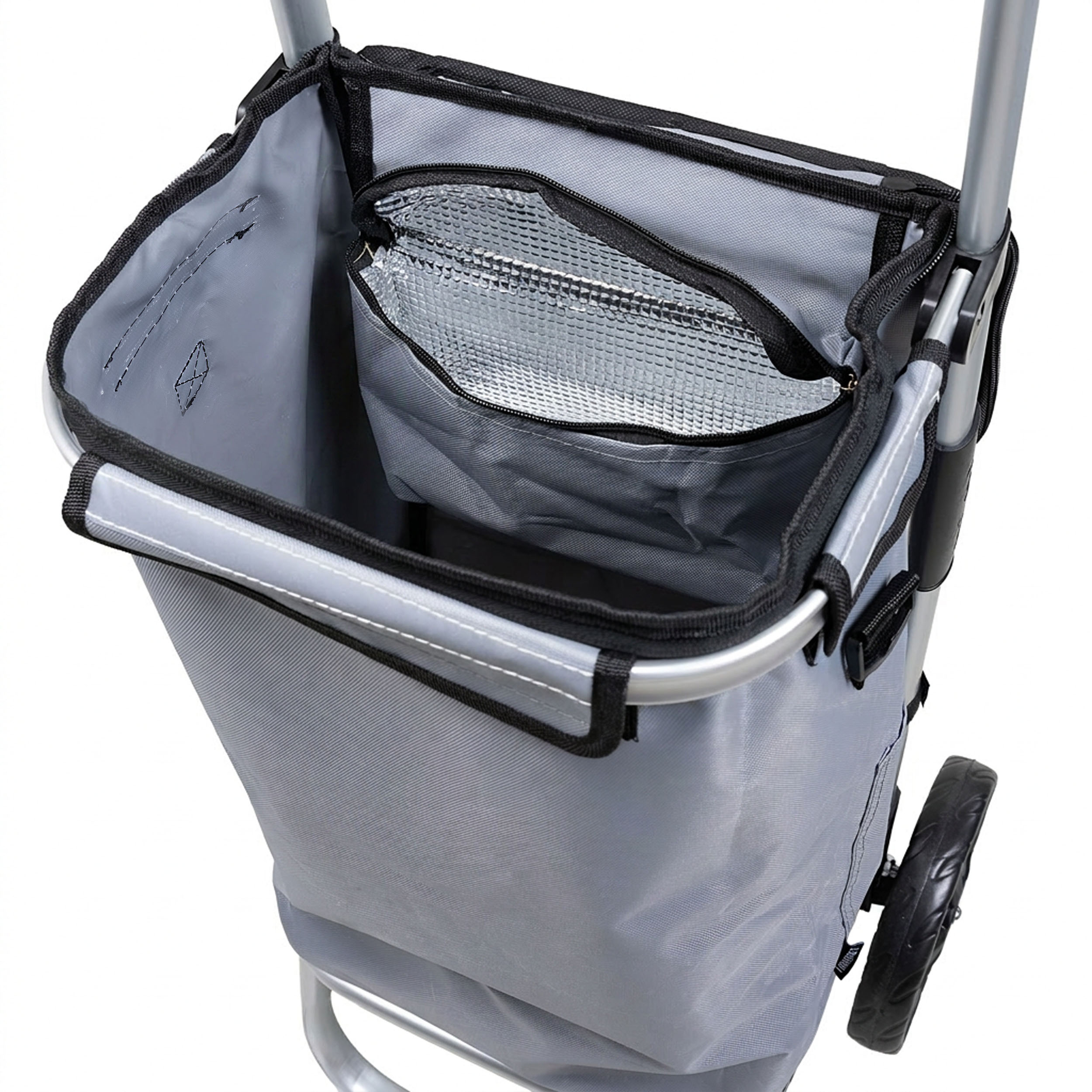 Travelnet Boodschappenwagen 40L, met koelvakje, inklapbaar, aluminium frame - obrazek 4