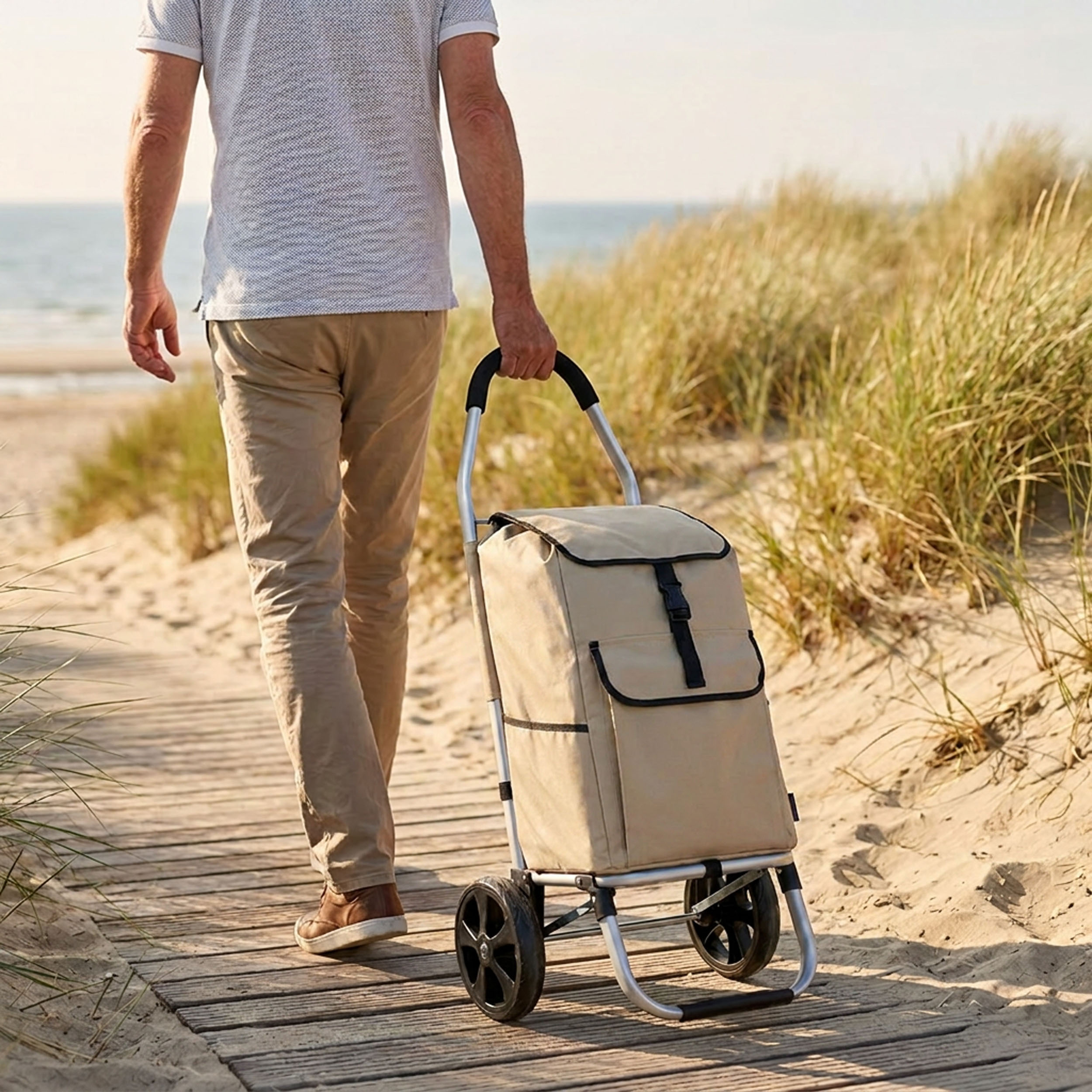 Travelnet Boodschappenwagen 40L, inklapbaar, aluminium frame, met wielen - obrazek 3