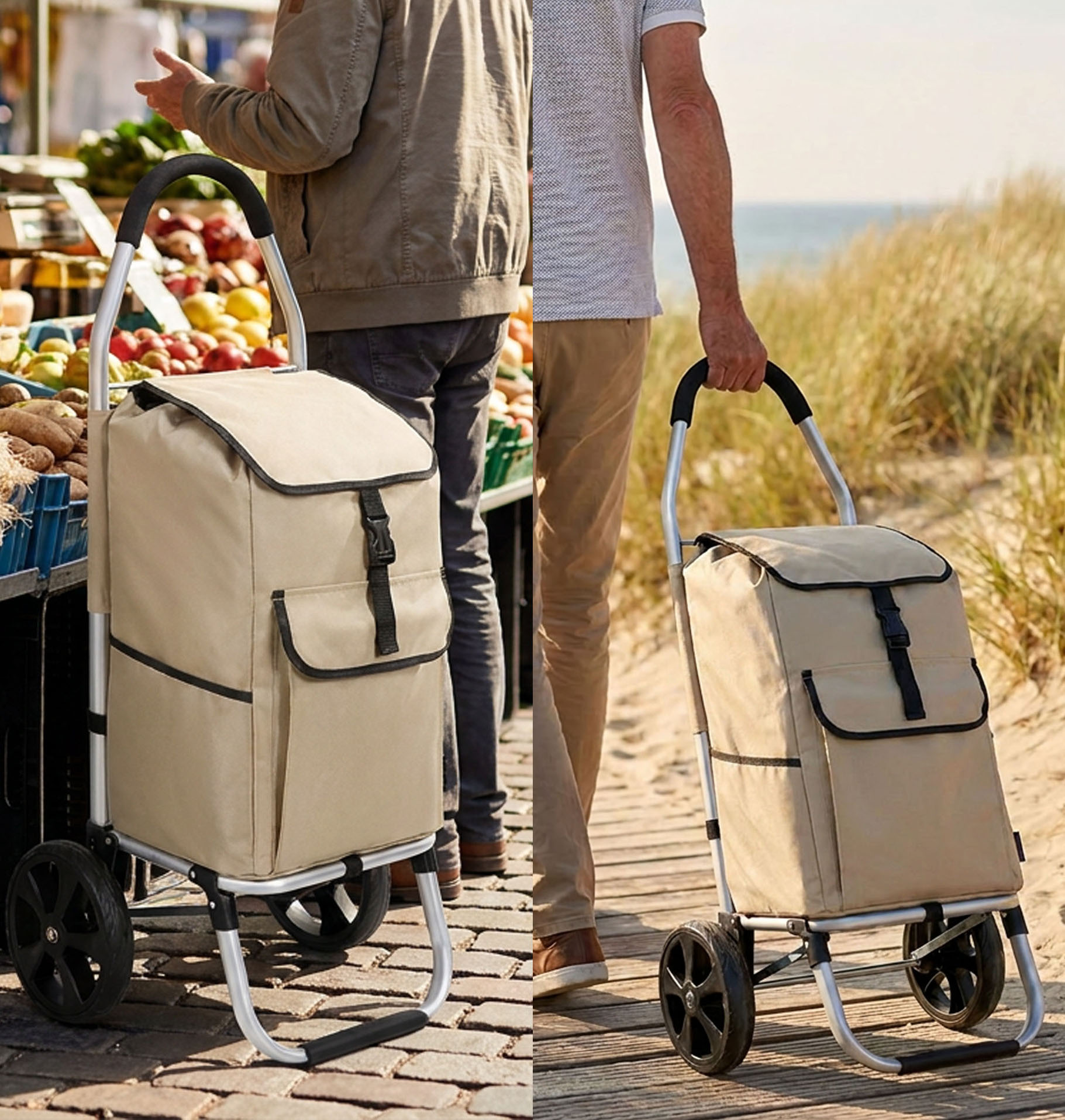 Travelnet Boodschappenwagen 40L, inklapbaar, aluminium frame, met wielen - obrazek 10